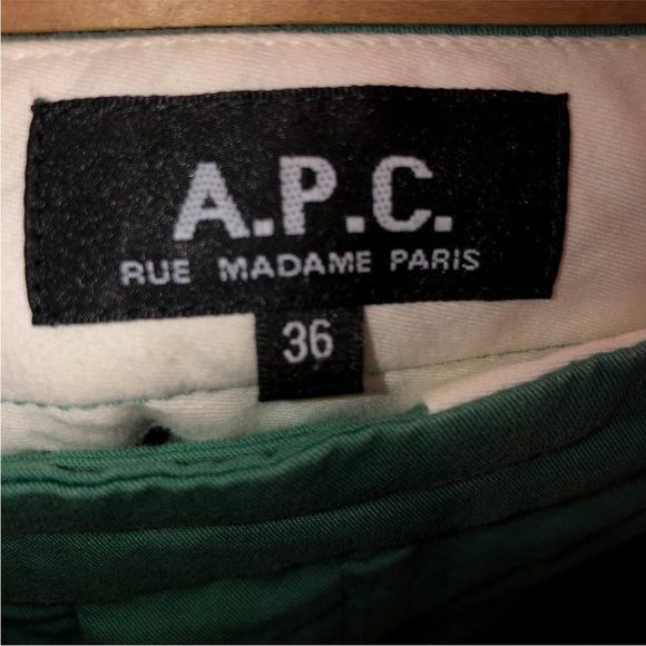 A.P.C. loden sea moss green cotton flat front chino pants cotton 36 S 29… - Picture 3 of 5